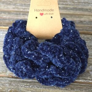 Handmade Crochet Hair Scrunchie-Navy